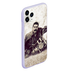 Чехол iPhone 11 Pro матовый Сталин байкер, цвет: 3D-светло-сиреневый — фото 2