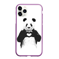 Чехол iPhone 11 Pro матовый Panda Love, цвет: 3D-фиолетовый