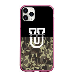 Чехол iPhone 11 Pro матовый FCK U: Camo, цвет: 3D-малиновый