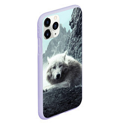 Чехол iPhone 11 Pro матовый Волк в горах, цвет: 3D-светло-сиреневый — фото 2
