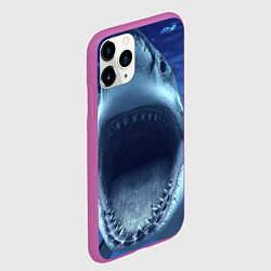 Чехол iPhone 11 Pro матовый Белая акула, цвет: 3D-фиолетовый — фото 2