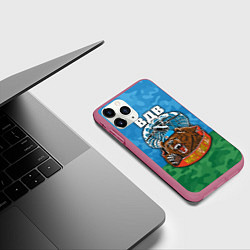 Чехол iPhone 11 Pro матовый ВДВ медведь - никто кроме нас, цвет: 3D-малиновый — фото 2