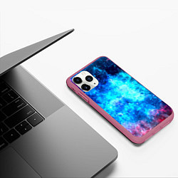 Чехол iPhone 11 Pro матовый Голубая вселенная, цвет: 3D-малиновый — фото 2