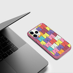 Чехол iPhone 11 Pro матовый Котики, цвет: 3D-малиновый — фото 2