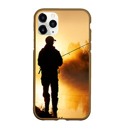 Чехол iPhone 11 Pro матовый Вечерний рыбак, цвет: 3D-коричневый