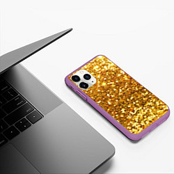 Чехол iPhone 11 Pro матовый Золотое мерцание, цвет: 3D-фиолетовый — фото 2