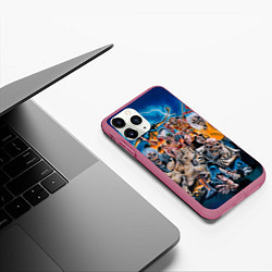 Чехол iPhone 11 Pro матовый Iron Maiden: Skeletons, цвет: 3D-малиновый — фото 2