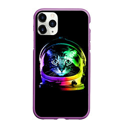 Чехол iPhone 11 Pro матовый Кот космонавт, цвет: 3D-фиолетовый