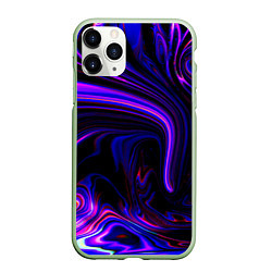 Чехол iPhone 11 Pro матовый Цветные разводы, цвет: 3D-салатовый