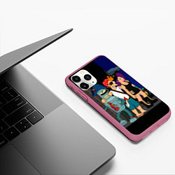 Чехол iPhone 11 Pro матовый Футурама пати, цвет: 3D-малиновый — фото 2
