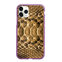 Чехол iPhone 11 Pro матовый Змеиная кожа, цвет: 3D-фиолетовый