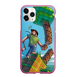 Чехол iPhone 11 Pro матовый Minecraft Woodcutter, цвет: 3D-малиновый