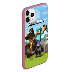 Чехол iPhone 11 Pro матовый Minecraft Rider, цвет: 3D-малиновый — фото 2
