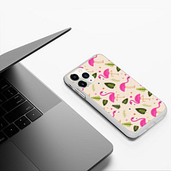 Чехол iPhone 11 Pro матовый Нежный фламинго, цвет: 3D-белый — фото 2