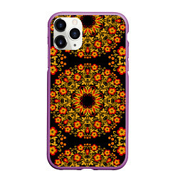 Чехол iPhone 11 Pro матовый Хохлома Роспись, цвет: 3D-фиолетовый
