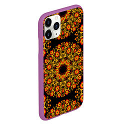 Чехол iPhone 11 Pro матовый Хохлома Роспись, цвет: 3D-фиолетовый — фото 2