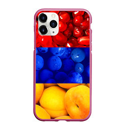 Чехол iPhone 11 Pro матовый Флаг Армении, цвет: 3D-малиновый