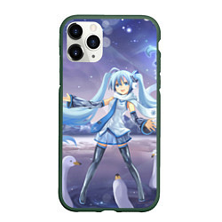 Чехол iPhone 11 Pro матовый Hatsune Miku, цвет: 3D-темно-зеленый