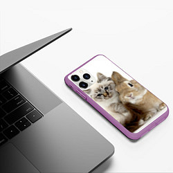 Чехол iPhone 11 Pro матовый Кот и кролик пушистые, цвет: 3D-фиолетовый — фото 2