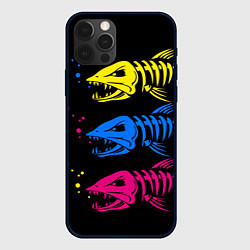 Чехол для iPhone 12 Pro Max Рыбы скелеты, цвет: 3D-черный