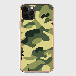 Чехол для iPhone 12 Pro Max Камуфляж: зеленый/хаки, цвет: 3D-светло-розовый