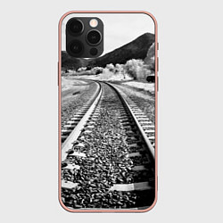 Чехол для iPhone 12 Pro Max Железная дорога, цвет: 3D-светло-розовый