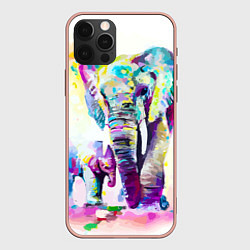 Чехол iPhone 12 Pro Max Акварельные слоны