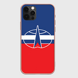 Чехол для iPhone 12 Pro Max Флаг космический войск РФ, цвет: 3D-светло-розовый
