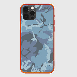 Чехол для iPhone 12 Pro Max Камуфляж: голубой/синий, цвет: 3D-красный