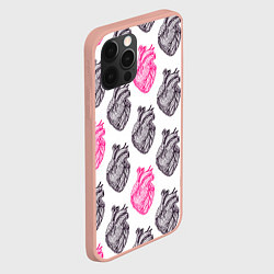 Чехол для iPhone 12 Pro Max Сердца 1, цвет: 3D-светло-розовый — фото 2
