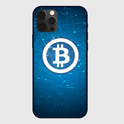 Чехол для iPhone 12 Pro Max Bitcoin Blue, цвет: 3D-черный