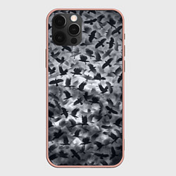 Чехол для iPhone 12 Pro Max Вороны, цвет: 3D-светло-розовый
