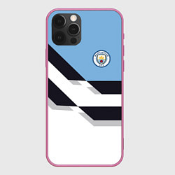 Чехол для iPhone 12 Pro Max Manchester City FC: White style, цвет: 3D-малиновый