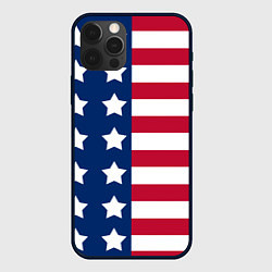 Чехол для iPhone 12 Pro Max USA Flag, цвет: 3D-черный