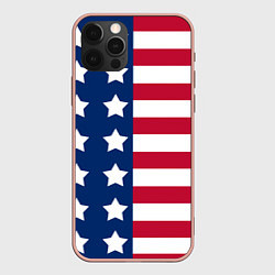 Чехол для iPhone 12 Pro Max USA Flag, цвет: 3D-светло-розовый
