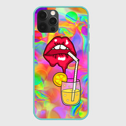 Чехол для iPhone 12 Pro Max Cocktail lips, цвет: 3D-мятный