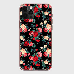 Чехол для iPhone 12 Pro Max Кустовые розы, цвет: 3D-светло-розовый