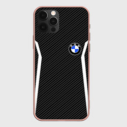 Чехол для iPhone 12 Pro Max BMW CARBON БМВ КАРБОН, цвет: 3D-светло-розовый