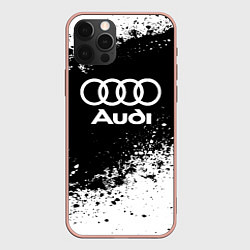 Чехол для iPhone 12 Pro Max Audi: Black Spray, цвет: 3D-светло-розовый