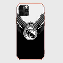 Чехол для iPhone 12 Pro Max FC Real Madrid: Black Style, цвет: 3D-светло-розовый