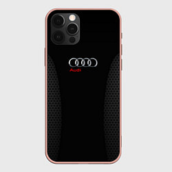 Чехол для iPhone 12 Pro Max Audi Carbon, цвет: 3D-светло-розовый