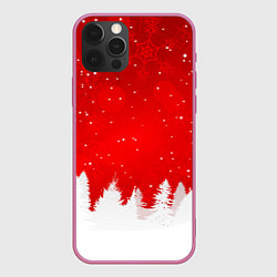 Чехол для iPhone 12 Pro Max Christmas pattern, цвет: 3D-малиновый