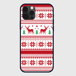 Чехол для iPhone 12 Pro Max Новогодние олени, цвет: 3D-черный