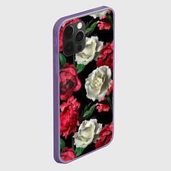 Чехол для iPhone 12 Pro Max Красные и белые розы, цвет: 3D-серый — фото 2