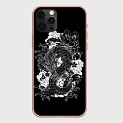 Чехол для iPhone 12 Pro Max Японский дракон, цвет: 3D-светло-розовый