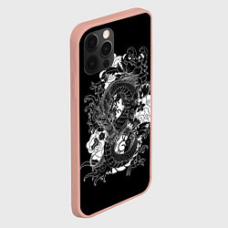 Чехол для iPhone 12 Pro Max Японский дракон, цвет: 3D-светло-розовый — фото 2