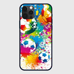 Чехол iPhone 12 Pro Max Футбольные мячи - красочные брызги