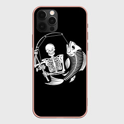 Чехол для iPhone 12 Pro Max Fishing Skull, цвет: 3D-светло-розовый