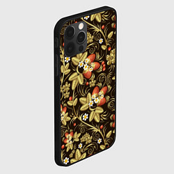Чехол для iPhone 12 Pro Max Хохлома роспись клубника, цвет: 3D-черный — фото 2