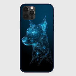 Чехол для iPhone 12 Pro Max Неоново-полигональный доберман, цвет: 3D-черный